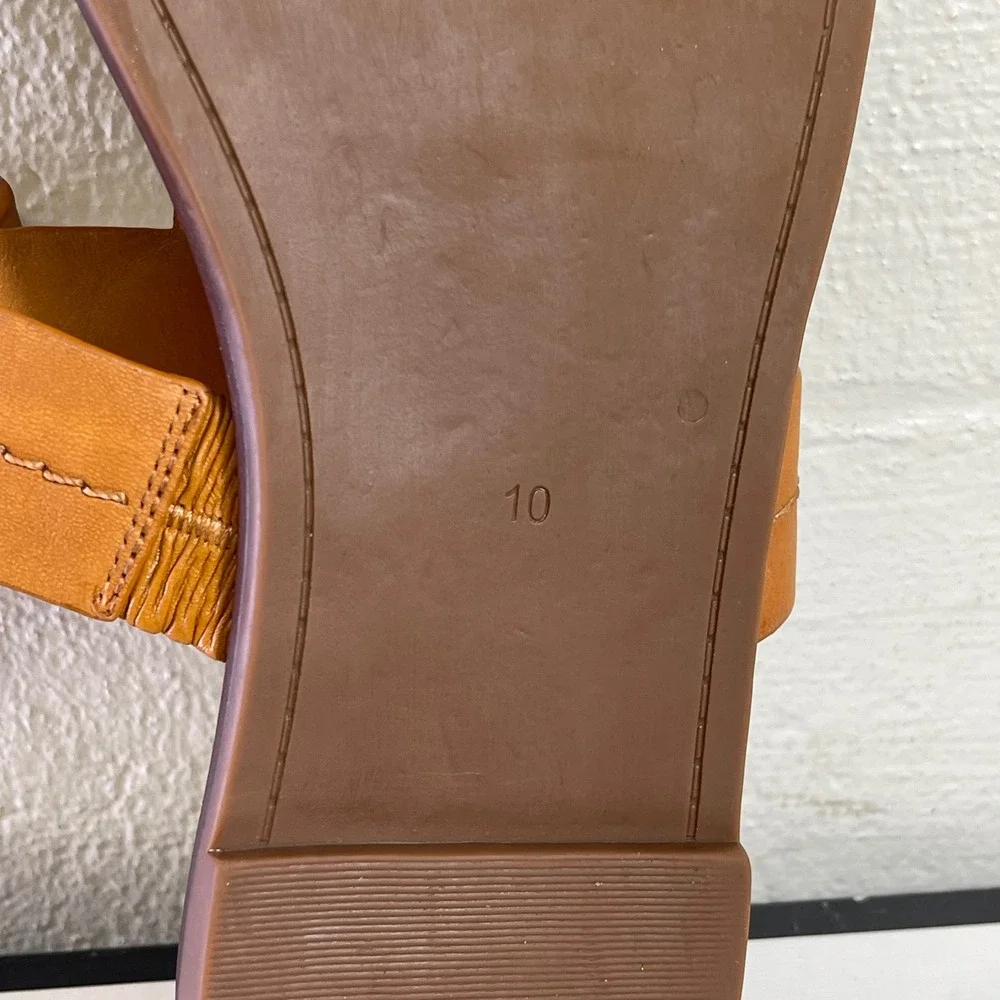 Tory Burch Mini Everly Flat Sandals Brown Leather Slip On Women's Size 10 US